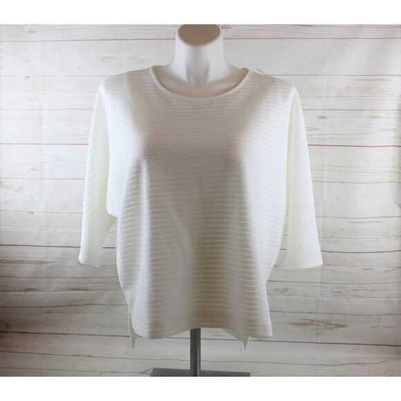 Nwt Chico's 3 XL 16/18 Off White East West Pullover Textured Top - Picture 1 of 5